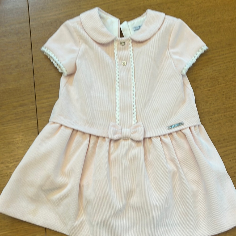 Mayoral pale pink micro cord dress 18 m